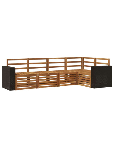 Set divano sezionale 5 pcs Naturale Legno di Acacia Massello