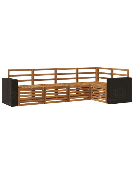 Set divano sezionale 5 pcs Naturale Legno di Acacia Massello