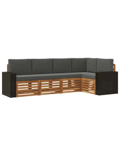 Set divano sezionale con cuscino 5 pcs Naturale e Antracite