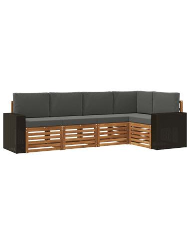 Set divano sezionale con cuscino 5 pcs Naturale e Antracite