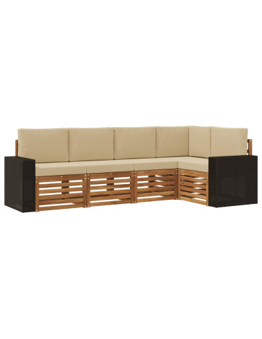 Set divano sezionale con cuscino 5 pcs Naturale e Beige