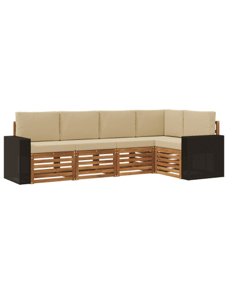 Set divano sezionale con cuscino 5 pcs Naturale e Beige