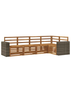 Set divano sezionale 5 pcs Naturale Legno di Acacia Massello