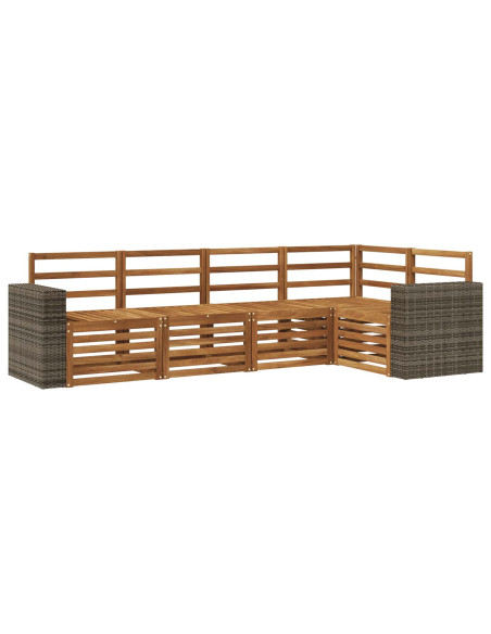 Set divano sezionale 5 pcs Naturale Legno di Acacia Massello