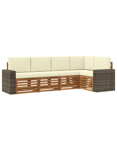 Set divano sezionale con cuscino 5 pcs Naturale e Crema