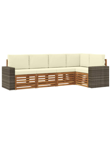 Set divano sezionale con cuscino 5 pcs Naturale e Crema