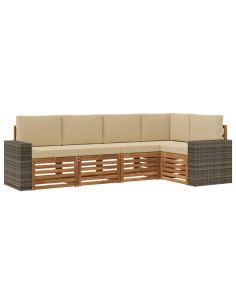 Set divano sezionale con cuscino 5 pcs Naturale e Beige