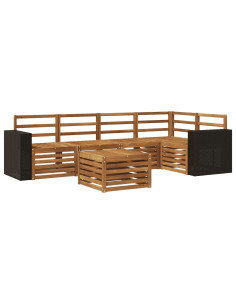 Set divano sezionale 6 pcs Naturale Legno di Acacia Massello