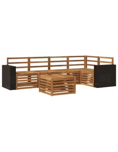 Set divano sezionale 6 pcs Naturale Legno di Acacia Massello