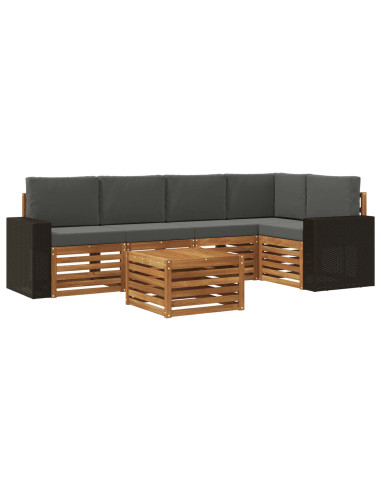 Set divano sezionale con cuscino 6 pcs Naturale e Antracite