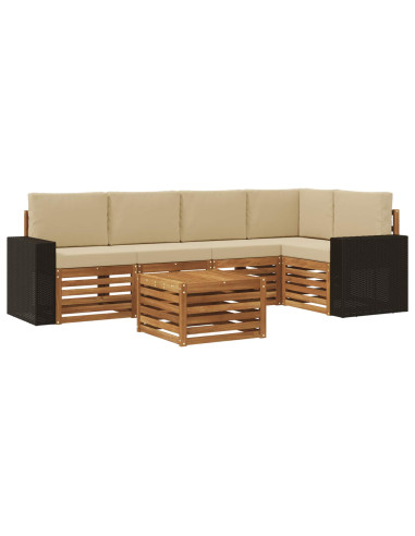 Set divano sezionale con cuscino 6 pcs Naturale e Beige