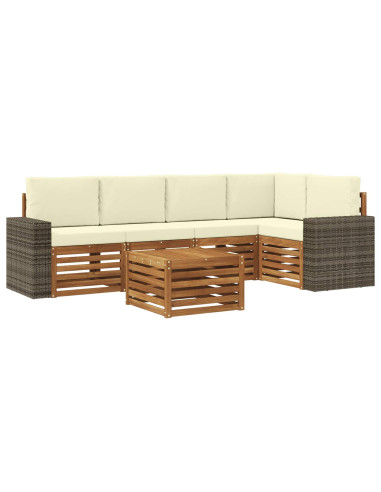 Set divano sezionale con cuscino 6 pcs Naturale e Crema