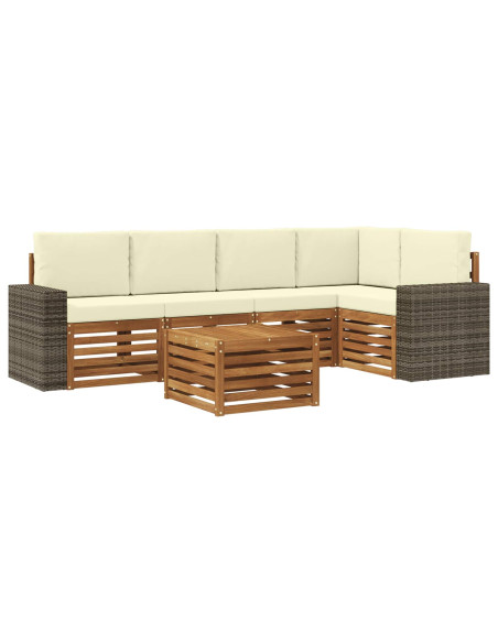 Set divano sezionale con cuscino 6 pcs Naturale e Crema
