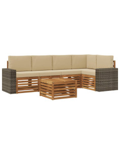 Set divano sezionale con cuscino 6 pcs Naturale e Beige