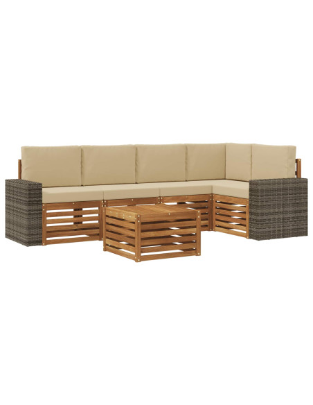 Set divano sezionale con cuscino 6 pcs Naturale e Beige