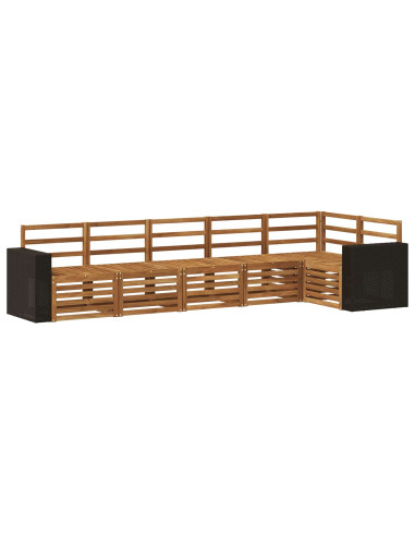 Set divano sezionale 6 pcs Naturale Legno di Acacia Massello