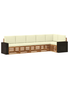 Set divano sezionale con cuscino 6 pcs Naturale e Crema