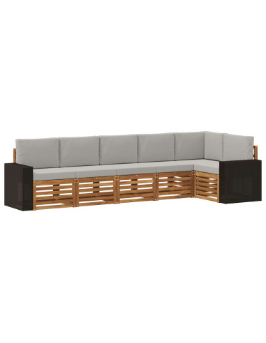 Set divano sezionale con cuscino 6 pcs Naturale e Grigio Chiaro
