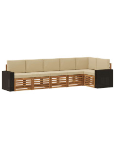 Set divano sezionale con cuscino 6 pcs Naturale e Beige