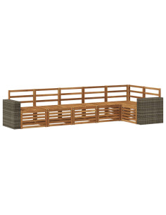 Set divano sezionale 6 pcs Naturale Legno di Acacia Massello