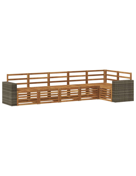 Set divano sezionale 6 pcs Naturale Legno di Acacia Massello