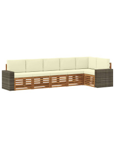 Set divano sezionale con cuscino 6 pcs Naturale e Crema