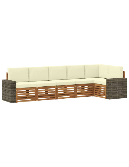 Set divano sezionale con cuscino 6 pcs Naturale e Crema