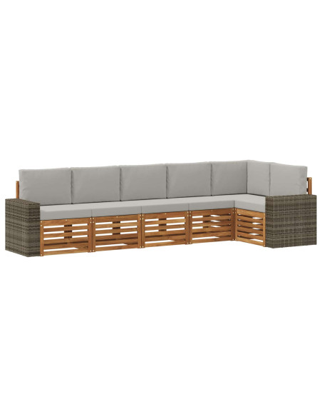 Set divano sezionale con cuscino 6 pcs Naturale e Grigio Chiaro