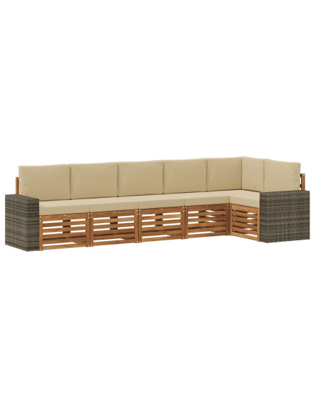 Set divano sezionale con cuscino 6 pcs Naturale e Beige