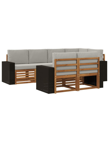Set divano sezionale con cuscino 7 pcs Naturale e Grigio Chiaro