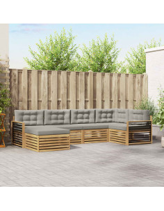 Set di divani da esterno 6 pcs Bianco e Grigio Chiaro