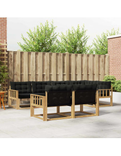 Set di divani da esterno con cuscino 7 pcs Bianco e Nero