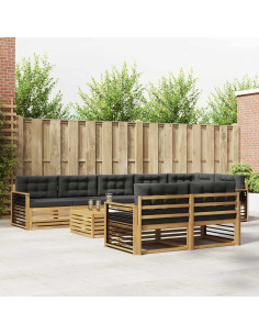 Set di divani da esterno 9 pcs Bianco e Antracite Poliestere