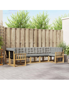Set di divani da esterno 7 pcs Bianco e Grigio Chiaro