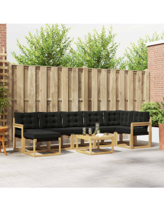Set di divani da esterno con cuscino 8 pcs Bianco e Nero
