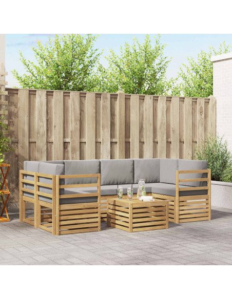 Set di divani da esterno 7 pcs Bianco e Grigio Chiaro