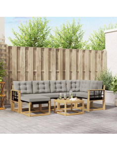 Set di divani da esterno 7 pcs Bianco e Grigio Chiaro