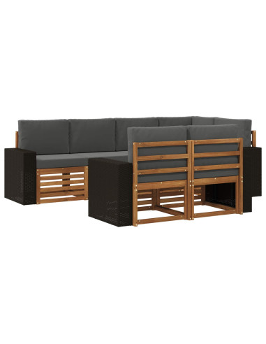 Set divano sezionale con cuscino 7 pcs Naturale e Antracite