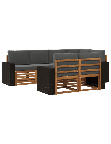 Set divano sezionale con cuscino 7 pcs Naturale e Antracite