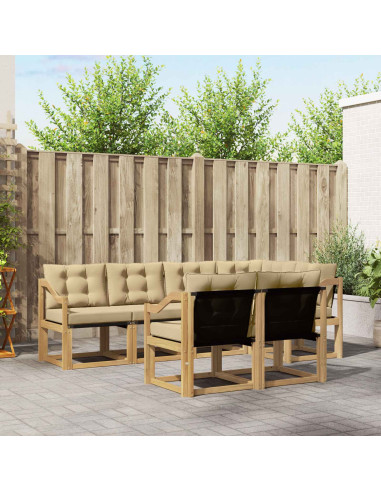Set di divani da esterno con cuscino 7 pcs Bianco e Beige
