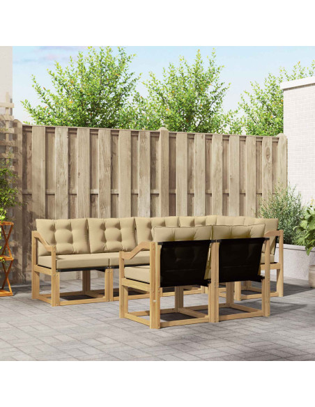 Set di divani da esterno con cuscino 7 pcs Bianco e Beige