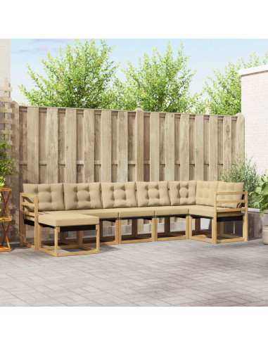 Set di divani da esterno con cuscino 7 pcs Bianco e Beige