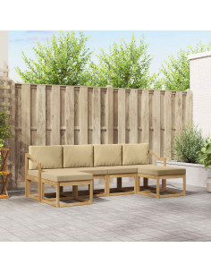 Set di divani da esterno 6 pcs Bianco e Beige Poliestere