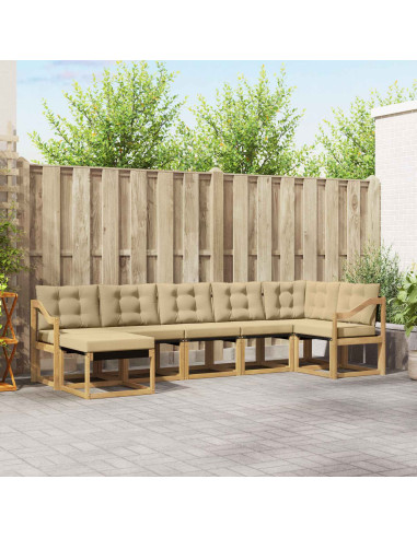 Set di divani da esterno con cuscino 7 pcs Bianco e Beige