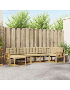 Set di divani da esterno con cuscino 7 pcs Bianco e Beige