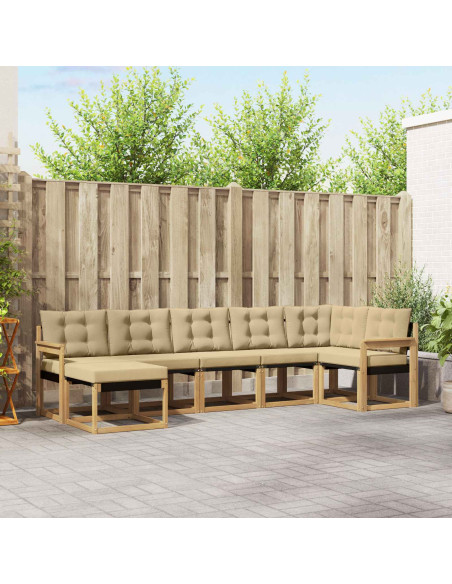 Set di divani da esterno con cuscino 7 pcs Bianco e Beige