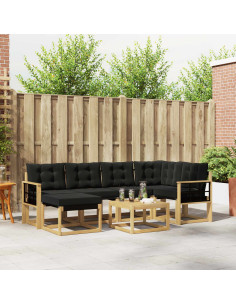Set di divani da esterno con cuscino 7 pcs Bianco e Nero