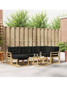 Set di divani da esterno con cuscino 7 pcs Bianco e Nero
