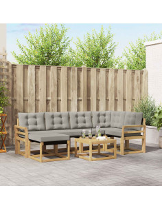 Set di divani da esterno 7 pcs Bianco e Grigio Chiaro