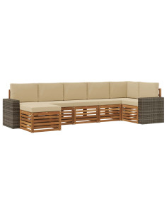 Set divano sezionale con cuscino 7 pcs Naturale e Beige